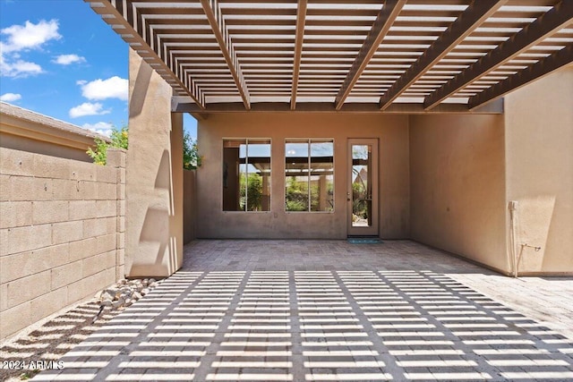 view of patio / terrace featuring a pergola