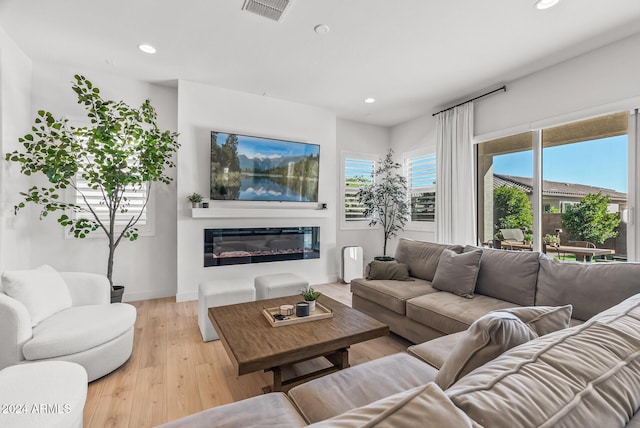 living room featuring light hardwood / wood-style flooring