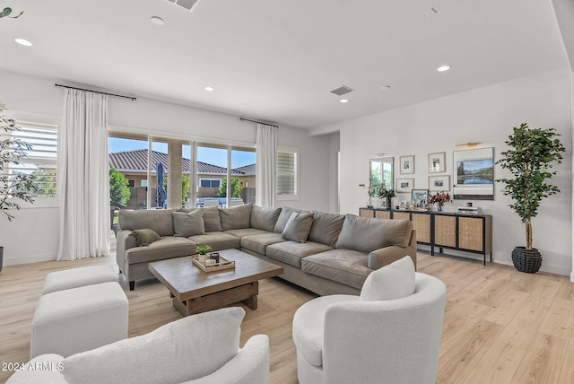 living room featuring light hardwood / wood-style floors