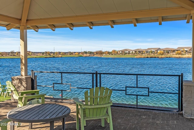 view of dock featuring a water view