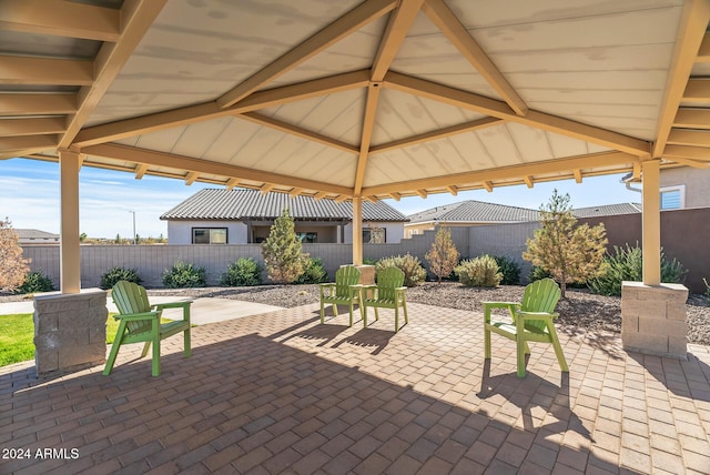 view of patio featuring a gazebo