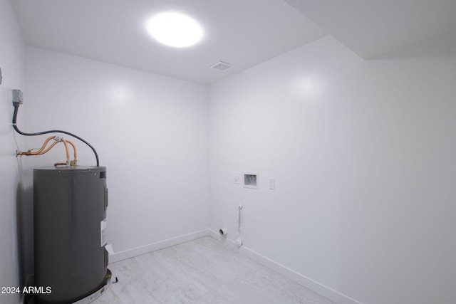 laundry room featuring hookup for an electric dryer, electric water heater, and hookup for a washing machine