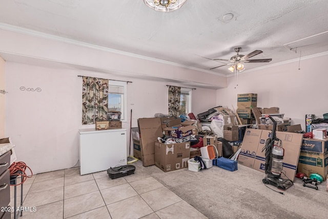 421 S 113th Way, Mesa, AZ 85208 - interior space featuring attic access, tile patterned flooring, crown molding, and ceiling fan