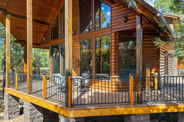 2288 Richenbacher Cir, Overgaard, AZ 85933 - wooden deck with outdoor dining space