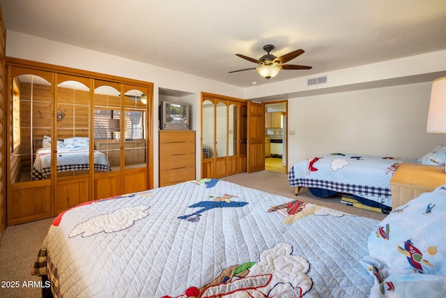 2288 Richenbacher Cir, Overgaard, AZ 85933 - bedroom with carpet floors, multiple closets, and a ceiling fan