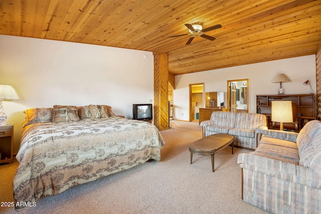2288 Richenbacher Cir, Overgaard, AZ 85933 - bedroom with carpet flooring, wood ceiling, and ceiling fan