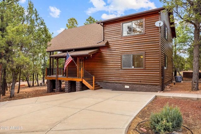 2288 Richenbacher Cir, Overgaard, AZ 85933 - rear view of house with crawl space, a patio, and central air condition unit