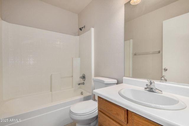 full bathroom featuring vanity, toilet, and shower / bath combination