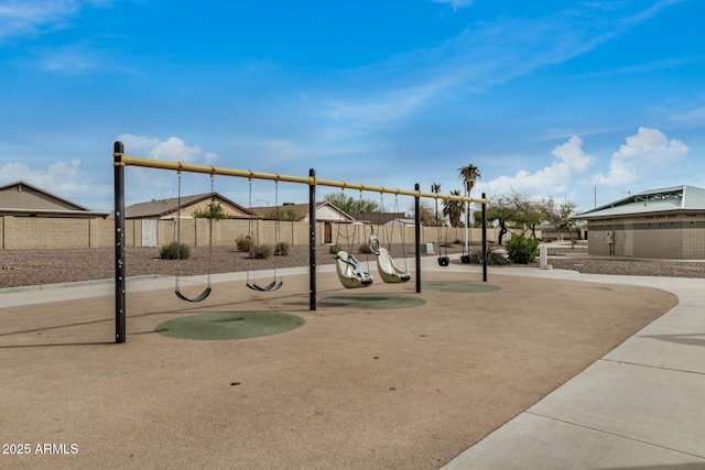 communal playground with fence