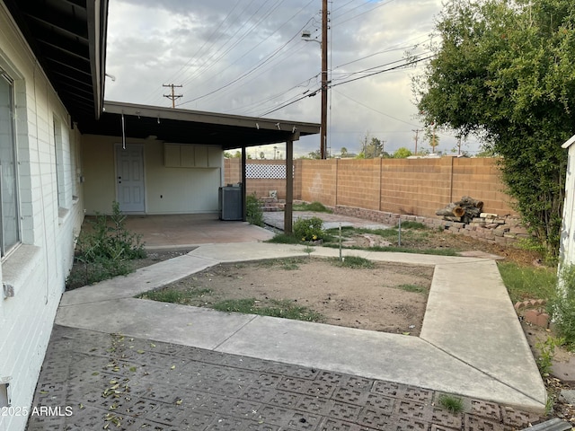 view of yard featuring a fenced backyard and a patio