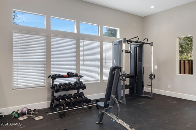 exercise room with a healthy amount of sunlight