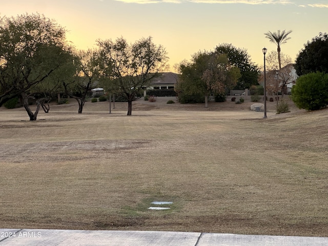 view of yard at dusk