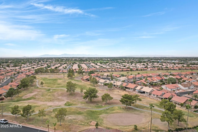 drone / aerial view featuring a mountain view