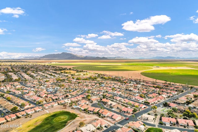 bird's eye view with a mountain view