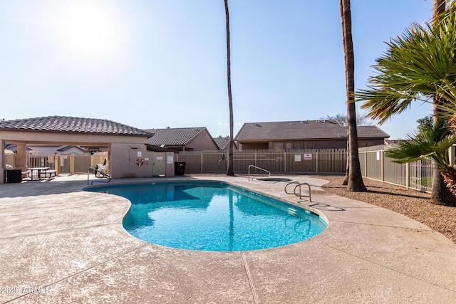 view of pool featuring a patio