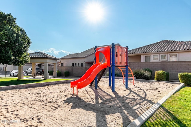 view of play area featuring a gazebo