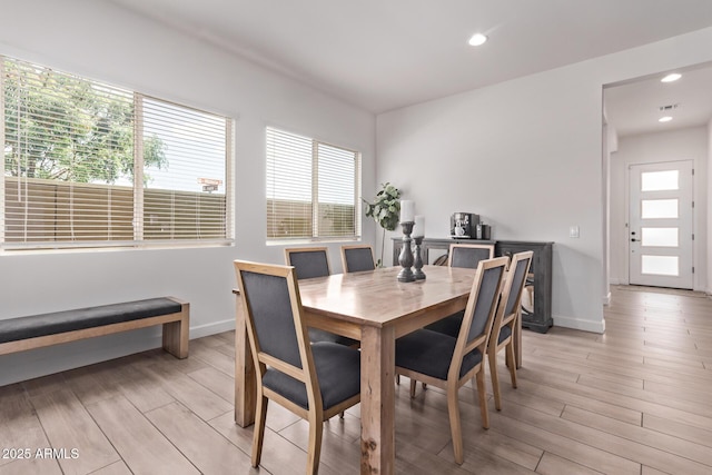 3031 S Valerie Dr, Chandler, AZ 85286 - dining area with recessed lighting, baseboards, and light wood-type flooring
