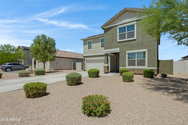 view of front of house with a garage