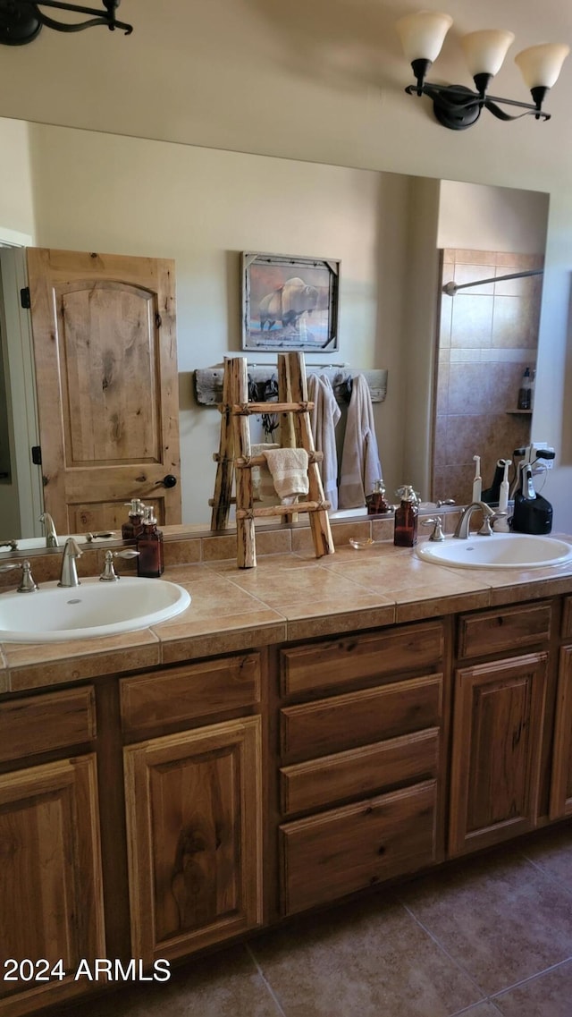 bathroom featuring vanity and tile patterned floors