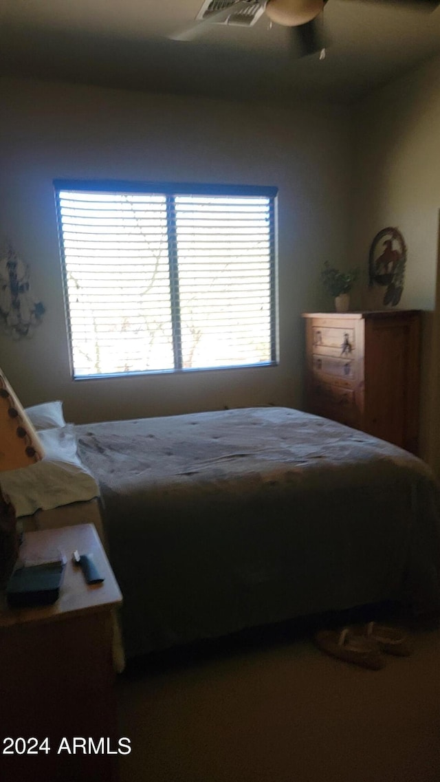 bedroom featuring ceiling fan