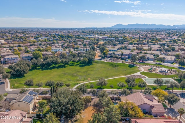 bird's eye view with a mountain view