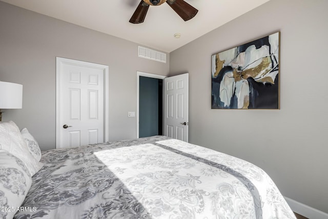 bedroom featuring ceiling fan