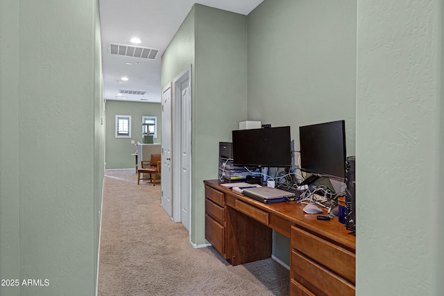 1316 S Minneola Ln, Gilbert, AZ 85296 - office featuring light colored carpet, a textured wall, recessed lighting, and baseboards