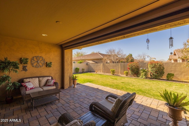 view of patio with an outdoor hangout area