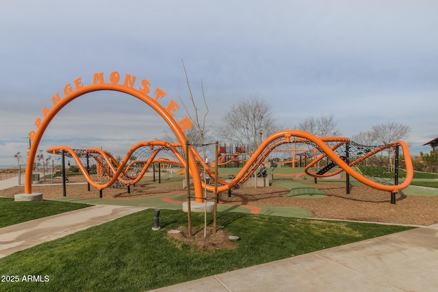 view of playground featuring a yard