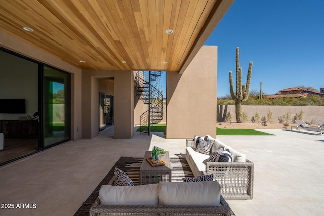 view of patio featuring an outdoor living space