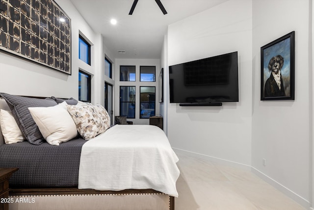 bedroom featuring ceiling fan