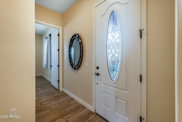 foyer with light wood-type flooring