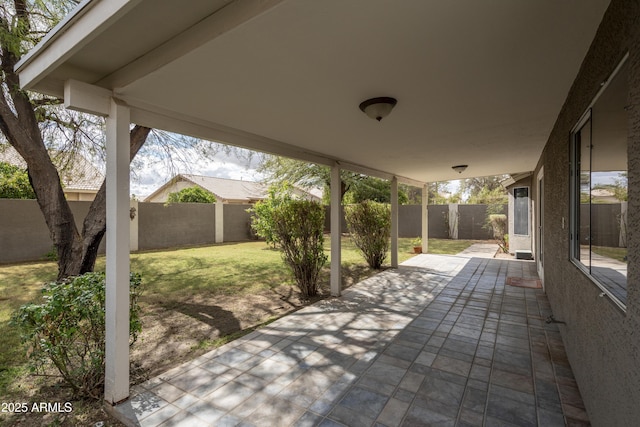 view of patio featuring a fenced backyard