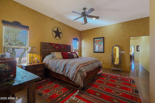 bedroom featuring ceiling fan