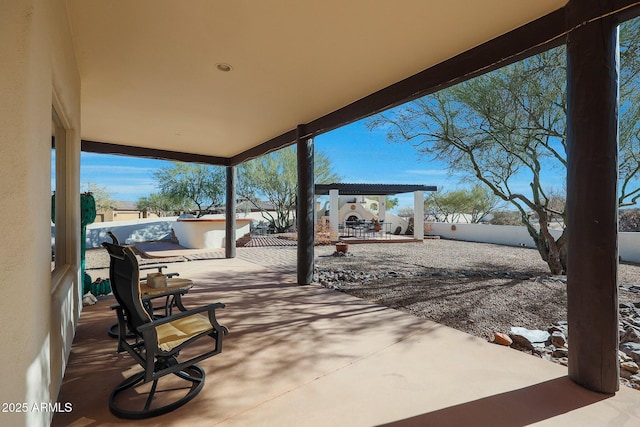 view of patio / terrace featuring a pergola