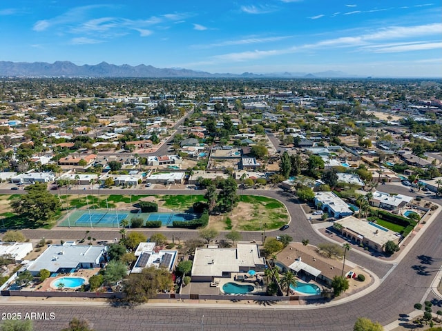 bird's eye view with a mountain view