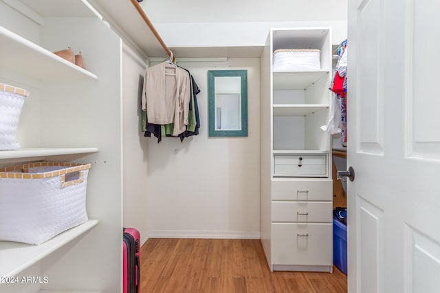 spacious closet with light wood-type flooring