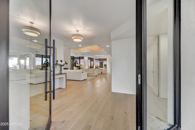 hall featuring light hardwood / wood-style flooring