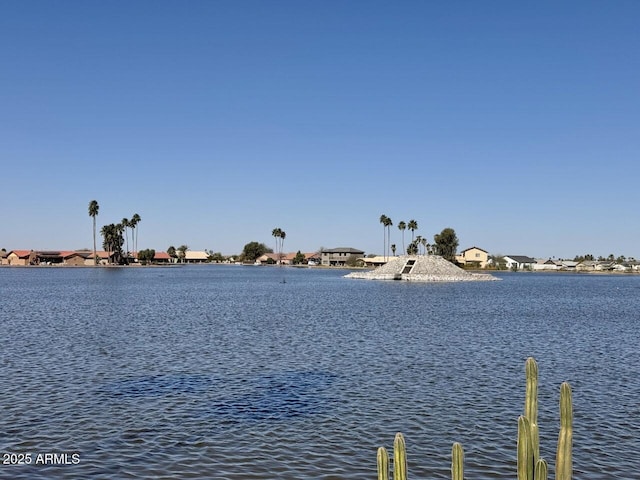 view of water feature with a boat dock