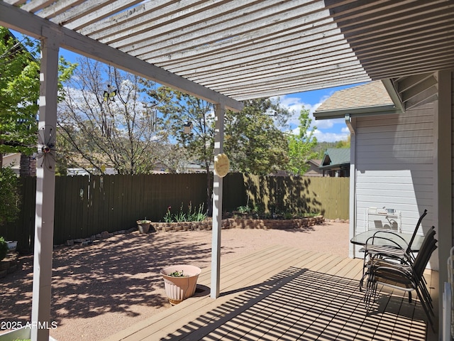 view of patio / terrace with a pergola and a fenced backyard