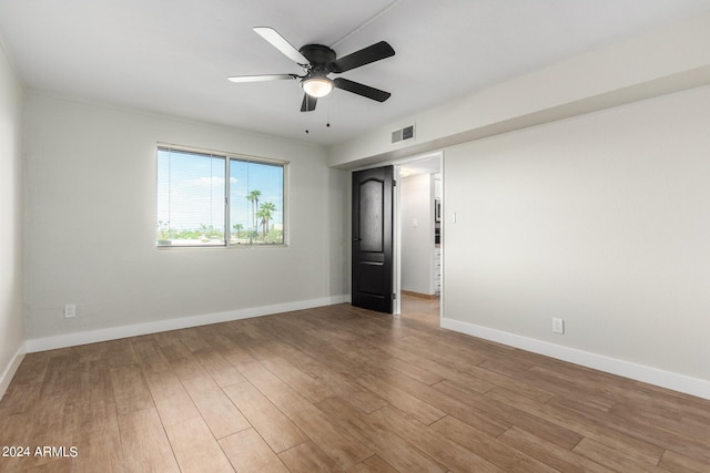 interior space featuring ceiling fan and light hardwood / wood-style floors