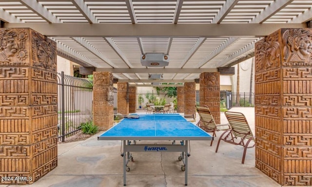 view of pool featuring a patio and a pergola