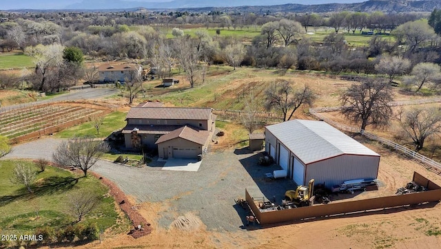 drone / aerial view with a rural view