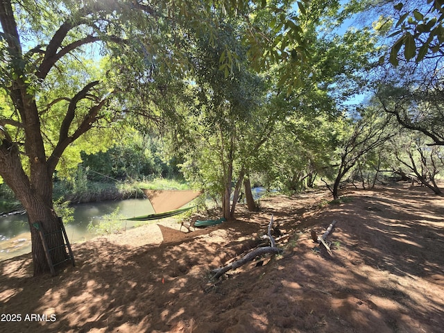 view of yard featuring a water view