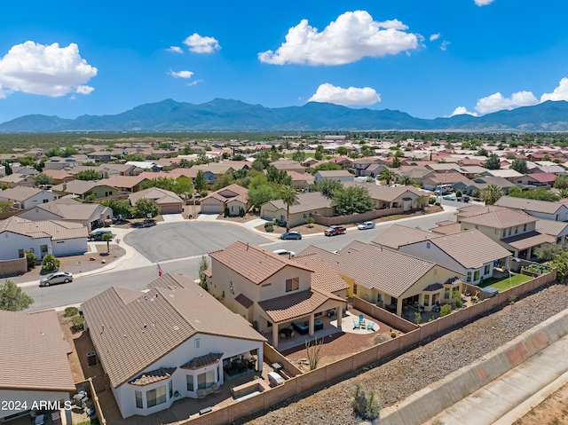 bird's eye view with a mountain view