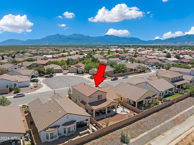 bird's eye view with a mountain view