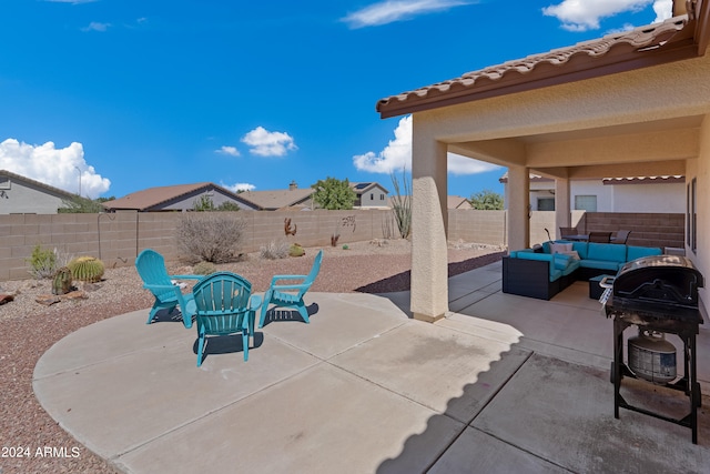 view of patio / terrace with outdoor lounge area and grilling area