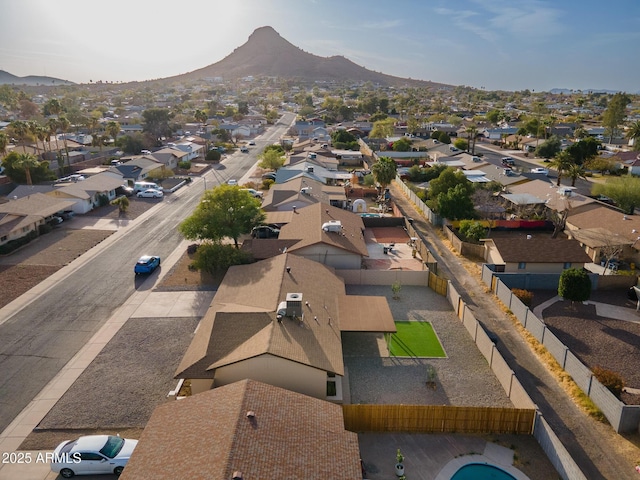 bird's eye view with a residential view and a mountain view