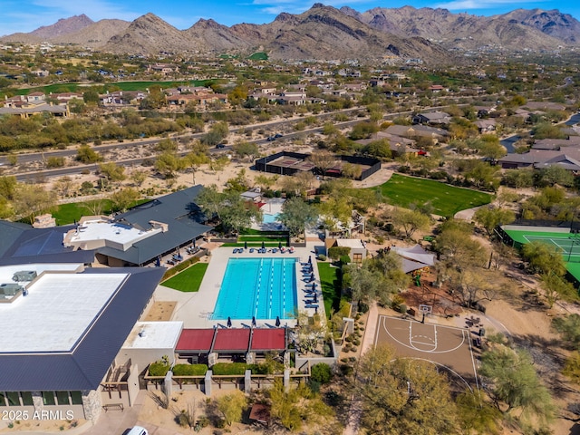 aerial view featuring a mountain view