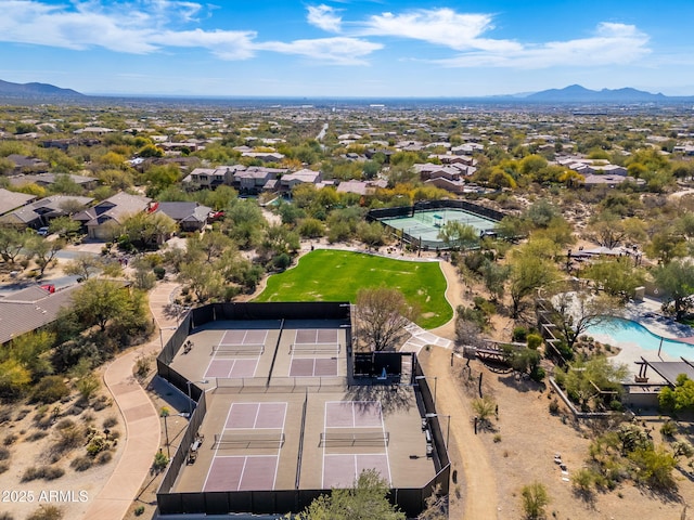 bird's eye view featuring a mountain view